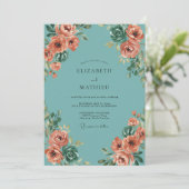 Invitation Mariage peint Aqua Peach (Debout devant)