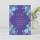 Invitation Mariage Peint Aqua Violet (Debout devant)