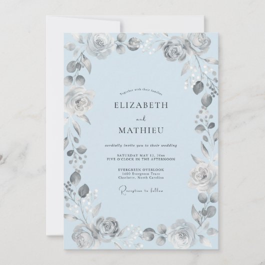 Invitation Mariage Peint Argent Poudré (Devant)
