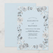 Invitation Mariage Peint Argent Poudré (Devant / Derrière)