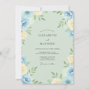 Invitation Mariage peint au beurre céruléen