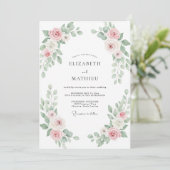 Invitation Mariage Peint au Blush Sage (Debout devant)
