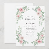 Invitation Mariage Peint au Blush Sage (Devant / Derrière)