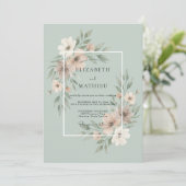 Invitation Mariage peint au céladon atténué (Debout devant)