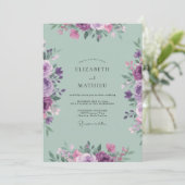 Invitation Mariage peint au céladon lilas (Debout devant)
