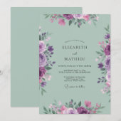 Invitation Mariage peint au céladon lilas (Devant / Derrière)