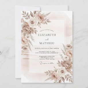 Invitation Mariage Peint au Champagne Doré