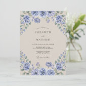Invitation Mariage Peint au Champagne Pervenche (Debout devant)
