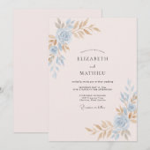 Invitation Mariage peint au Champagne rose (Devant / Derrière)