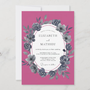 Invitation Mariage Peint au Charbon de Bois Magenta