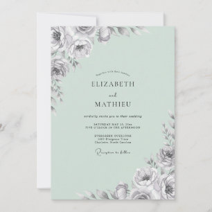 Invitation Mariage Peint au Charbon de Menthe