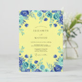 Invitation Mariage peint au cobalt citrine (Debout devant)