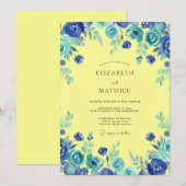 Invitation Mariage peint au cobalt citrine (Devant / Derrière)
