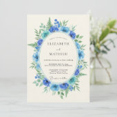 Invitation Mariage Peint au Cobalt Turquoise (Debout devant)