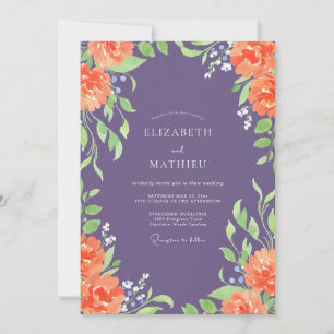 Invitation Mariage peint au corail améthyste