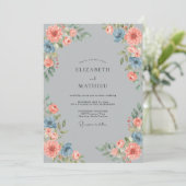 Invitation Mariage peint au corail argenté (Debout devant)