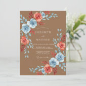 Invitation Mariage peint au corail caramel (Debout devant)