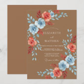 Invitation Mariage peint au corail caramel (Devant / Derrière)