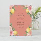 Invitation Mariage Peint au Corail Citron (Debout devant)