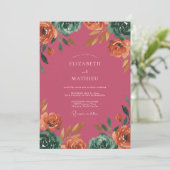 Invitation Mariage peint au corail de baie (Debout devant)