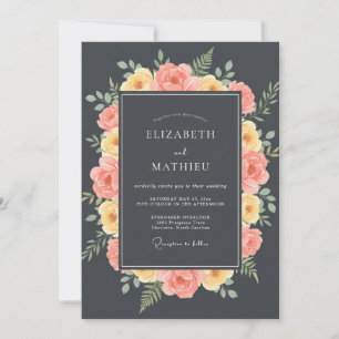 Invitation Mariage peint au corail de charbon