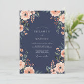 Invitation Mariage peint au corail de minuit (Debout devant)