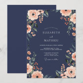 Invitation Mariage peint au corail de minuit (Devant / Derrière)