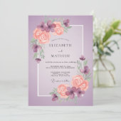 Invitation Mariage peint au corail doux améthyste (Debout devant)