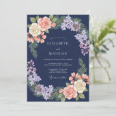 Invitation Mariage peint au corail doux de minuit (Debout devant)