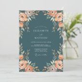 Invitation Mariage peint au corail essence (Debout devant)