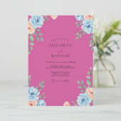 Invitation Mariage peint au corail fuchsia (Debout devant)