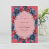 Invitation Mariage peint au corail indigo (Debout devant)