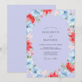 Invitation Mariage peint au corail Pervenche (Devant / Derrière)