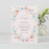 Invitation Mariage peint au corail rose azur (Debout devant)