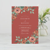 Invitation Mariage peint au corail rouille (Debout devant)