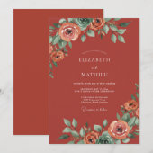 Invitation Mariage peint au corail rouille (Devant / Derrière)