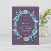 Invitation Mariage peint au cyan prune (Debout devant)