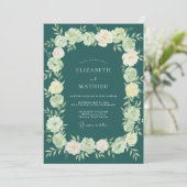 Invitation Mariage peint au Jade foncé (Debout devant)