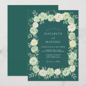 Invitation Mariage peint au Jade foncé (Devant / Derrière)
