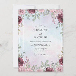 Invitation Mariage Peint au Lavande Prune