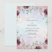 Invitation Mariage Peint au Lavande Prune (Devant / Derrière)
