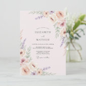 Invitation Mariage Peint au Lavande Rosé (Debout devant)
