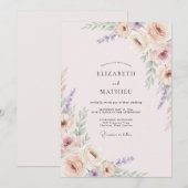 Invitation Mariage Peint au Lavande Rosé (Devant / Derrière)