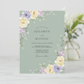 Invitation Mariage Peint au Lilas Beurre (Debout devant)