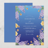 Invitation Mariage Peint au Lilas Bleuet (Devant / Derrière)