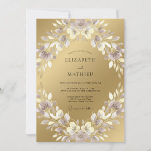 Invitation Mariage peint au lilas champagne
