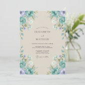 Invitation Mariage Peint au Lilas Cyan (Debout devant)