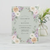 Invitation Mariage Peint au Lilas Mint (Debout devant)