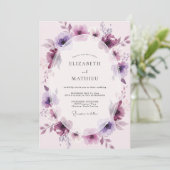 Invitation Mariage Peint au Lilas Prune (Debout devant)
