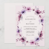 Invitation Mariage Peint au Lilas Prune (Devant / Derrière)